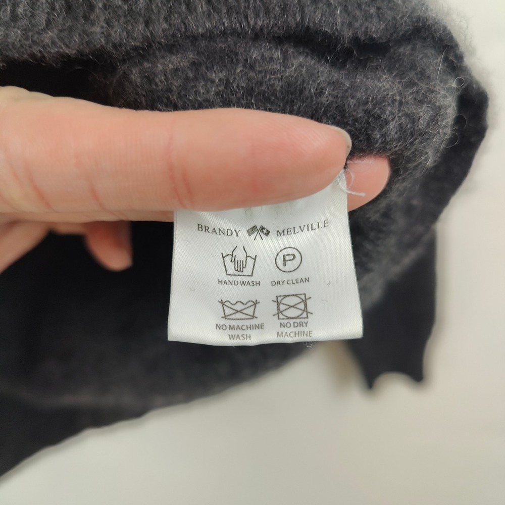 Brandy Melville Sweater Women One Size Charcoal Grey 100% Cashmere Long Sleeve - Picture 7 of 11